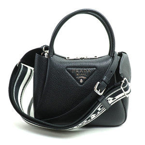 Prada Small Leather 2Way Shoulder Bag Black